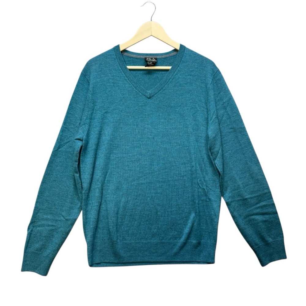 Jos A Bank Teal Merino Wool  V-Neck Men's Sweater
